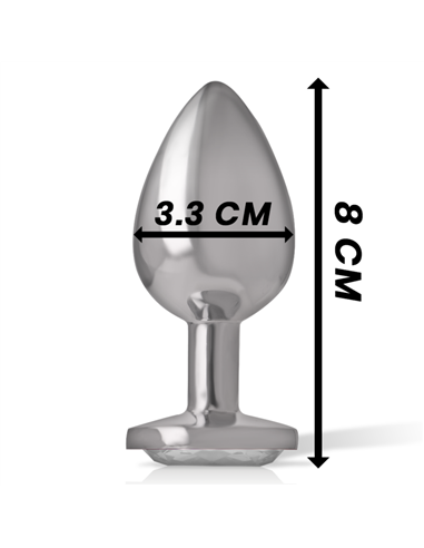 INTENSE - PLUG ANAL METAL ALUMINIO CON CRISTAL PLATA TALLA M