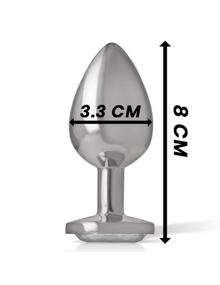 INTENSE - PLUG ANAL METAL ALUMINIO CON CRISTAL PLATA TALLA M