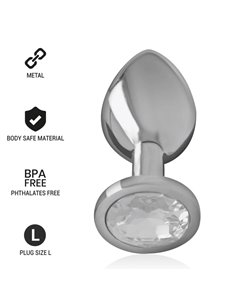 INTENSE - PLUG ANAL METAL ALUMINIO CON CRISTAL PLATA TALLA L