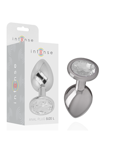 INTENSE - PLUG ANAL METAL ALUMINIO CON CRISTAL PLATA TALLA L 2