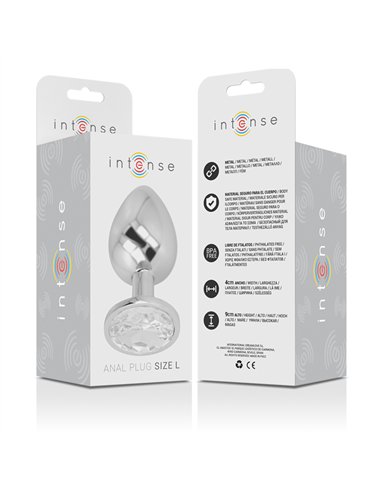 INTENSE - PLUG ANAL METAL ALUMINIO CON CRISTAL PLATA TALLA L