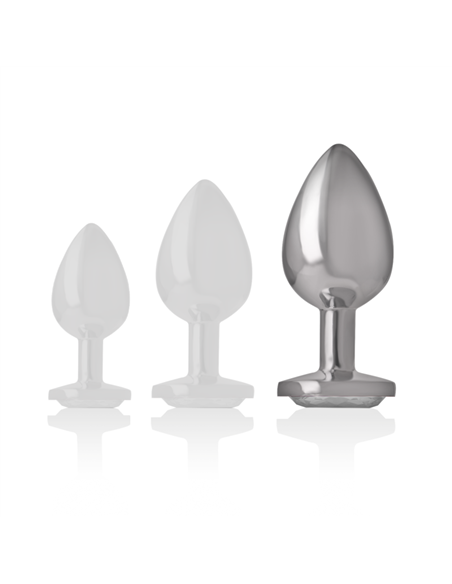 INTENSE - PLUG ANAL METAL ALUMINIO CON CRISTAL PLATA TALLA L