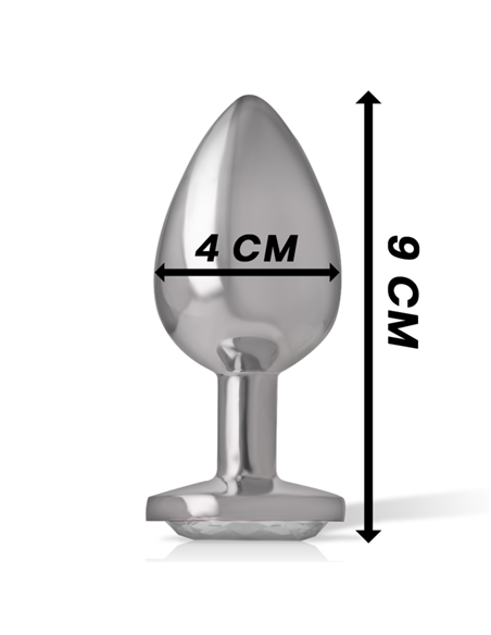 INTENSE - PLUG ANAL METAL ALUMINIO CON CRISTAL PLATA TALLA L