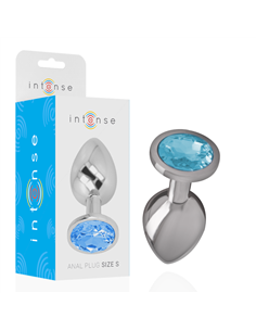 INTENSE - PLUG ANAL METAL ALUMINIO CON CRISTAL AZUL TALLA S