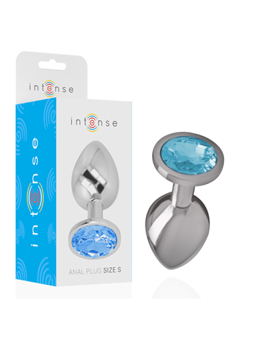 INTENSE - PLUG ANAL METAL ALUMINIO CON CRISTAL AZUL TALLA S