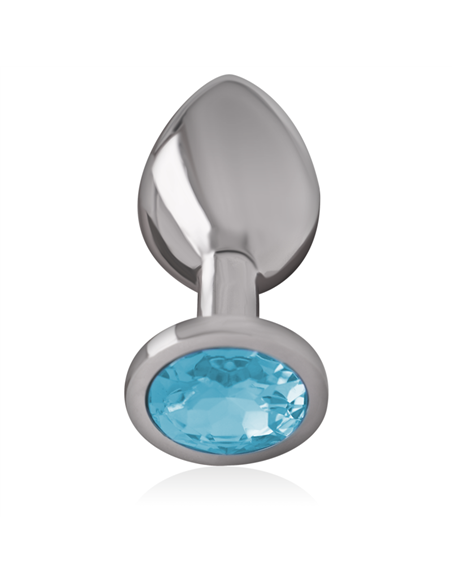 INTENSE - PLUG ANAL METAL ALUMINIO CON CRISTAL AZUL TALLA S
