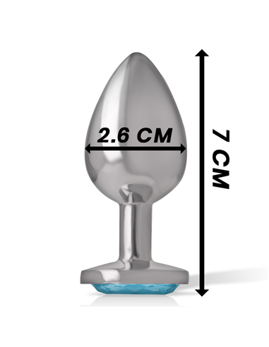 INTENSE - PLUG ANAL METAL ALUMINIO CON CRISTAL AZUL TALLA S