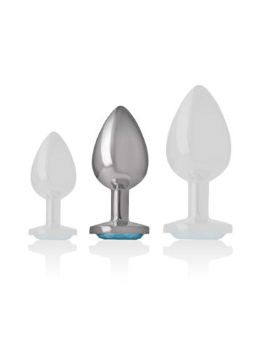 INTENSE - PLUG ANAL METAL ALUMINIO CON CRISTAL AZUL TALLA M