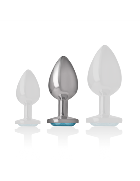 INTENSE - PLUG ANAL METAL ALUMINIO CON CRISTAL AZUL TALLA M