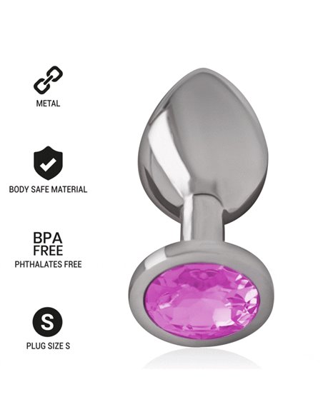 INTENSE - PLUG ANAL METAL ALUMINIO CON CRISTAL ROSA TALLA S