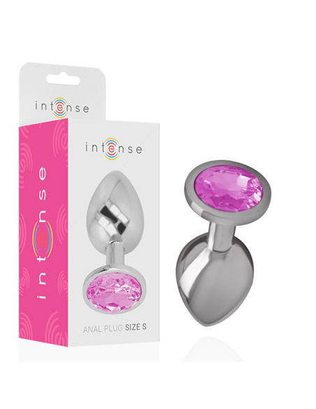 INTENSE - PLUG ANAL METAL ALUMINIO CON CRISTAL ROSA TALLA S
