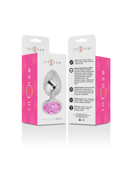 INTENSE - PLUG ANAL METAL ALUMINIO CON CRISTAL ROSA TALLA S