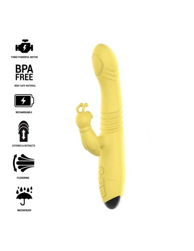 INTENSE - TOKY VIBRADOR MULTIFUNCIÓN RECARGABLE UP & DOWN CON ESTIMULADOR DE CLITORIS AMARILLO