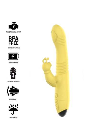 INTENSE - TOKY VIBRADOR MULTIFUNCIÓN RECARGABLE UP & DOWN CON ESTIMULADOR DE CLITORIS AMARILLO