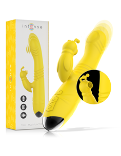 INTENSE - TOKY VIBRADOR MULTIFUNCIÓN RECARGABLE UP & DOWN CON ESTIMULADOR DE CLITORIS AMARILLO 2