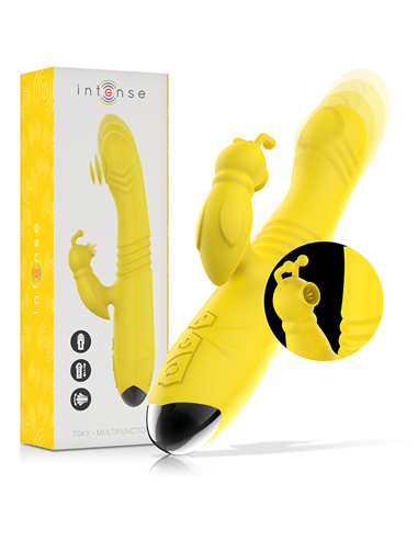 INTENSE - TOKY VIBRADOR MULTIFUNCIÓN RECARGABLE UP & DOWN CON ESTIMULADOR DE CLITORIS AMARILLO