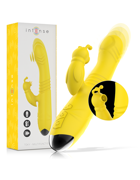 INTENSE - TOKY VIBRADOR MULTIFUNCIÓN RECARGABLE UP & DOWN CON ESTIMULADOR DE CLITORIS AMARILLO