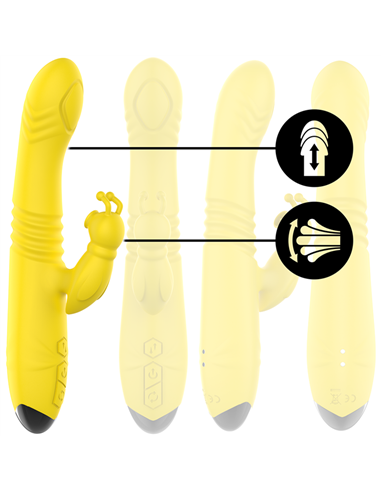 INTENSE - TOKY VIBRADOR MULTIFUNCIÓN RECARGABLE UP & DOWN CON ESTIMULADOR DE CLITORIS AMARILLO