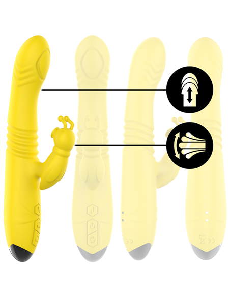 INTENSE - TOKY VIBRADOR MULTIFUNCIÓN RECARGABLE UP & DOWN CON ESTIMULADOR DE CLITORIS AMARILLO