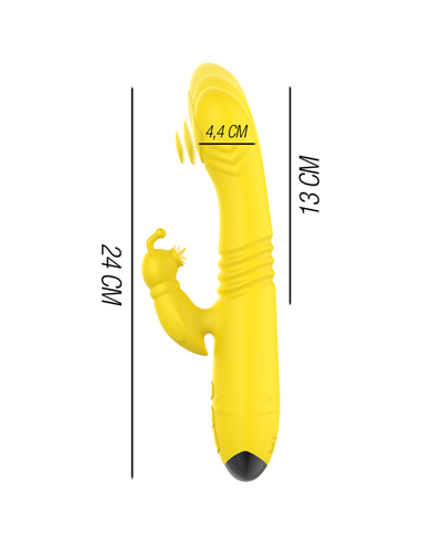 INTENSE - TOKY VIBRADOR MULTIFUNCIÓN RECARGABLE UP & DOWN CON ESTIMULADOR DE CLITORIS AMARILLO