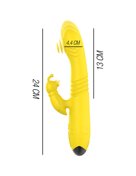 INTENSE - TOKY VIBRADOR MULTIFUNCIÓN RECARGABLE UP & DOWN CON ESTIMULADOR DE CLITORIS AMARILLO