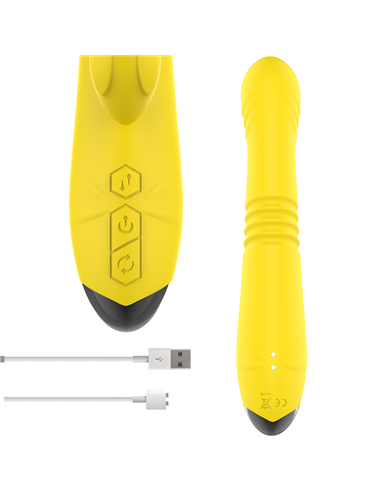 INTENSE - TOKY VIBRADOR MULTIFUNCIÓN RECARGABLE UP & DOWN CON ESTIMULADOR DE CLITORIS AMARILLO