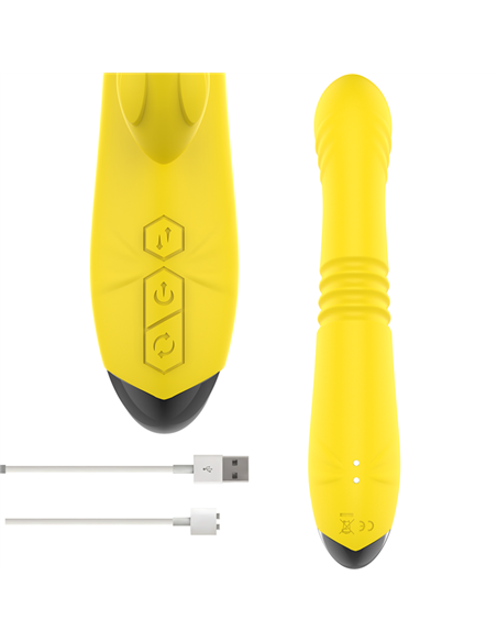 INTENSE - TOKY VIBRADOR MULTIFUNCIÓN RECARGABLE UP & DOWN CON ESTIMULADOR DE CLITORIS AMARILLO
