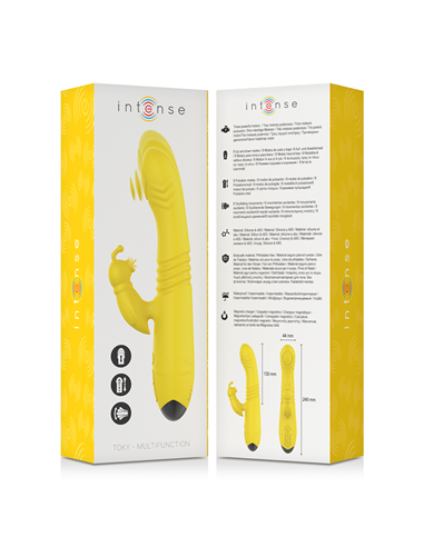 INTENSE - TOKY VIBRADOR MULTIFUNCIÓN RECARGABLE UP & DOWN CON ESTIMULADOR DE CLITORIS AMARILLO
