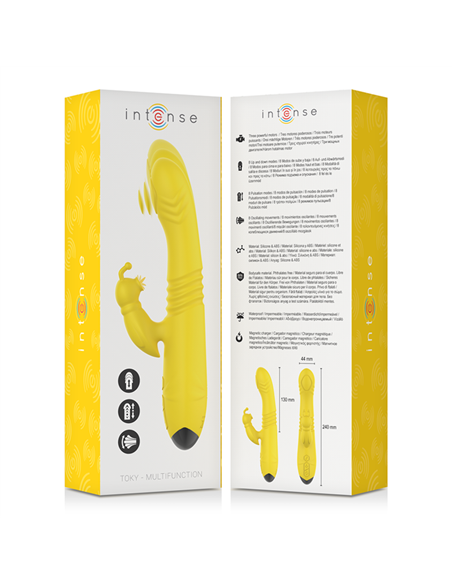 INTENSE - TOKY VIBRADOR MULTIFUNCIÓN RECARGABLE UP & DOWN CON ESTIMULADOR DE CLITORIS AMARILLO