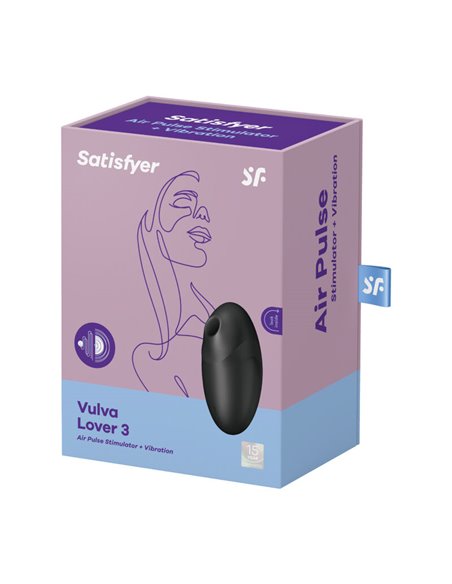 SATISFYER VULVA LOVER 3 ESTIMULADOR Y VIBRADOR - NEGRO