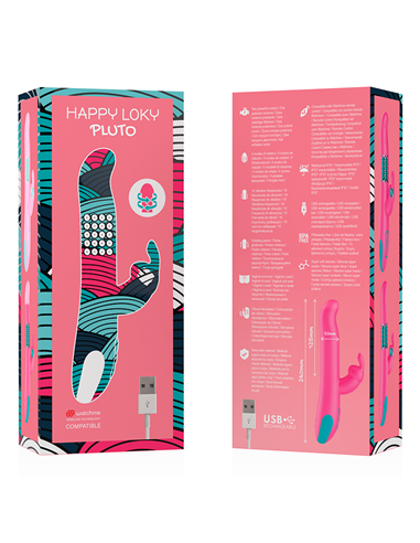 HAPPY LOKY PLUTO RABBIT VIBRATOR & ROTATOR COMPATIBLE CON WATCHME WIRELESS TECHNOLOGY