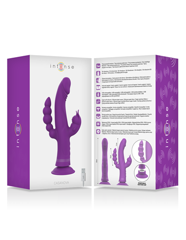 INTENSE™ - CASANOVA VIBRADOR RABBIT SILICONA TRIPLE MOTOR MORADO