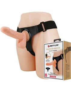 PRETTY LOVE - HARNESS BRIEFS ARNÉS UNIVERSAL CON DILDO TOM 20 CM NATURAL