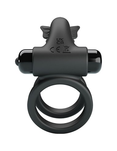 PRETTY LOVE - DOBLE ANILLO VIBRADOR CON ESTIMULADOR NEGRO