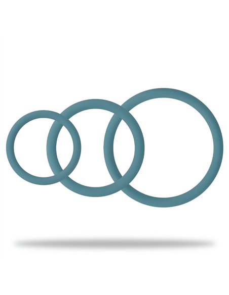 OHMAMA SET 3 ANILLOS PARA PENE Y TESTÍCULOS - AZUL