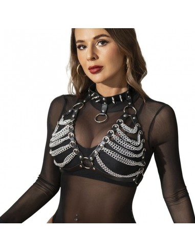 SUBBLIME - ARNÉS SUJETADOR Y COLLAR CON CADENAS TALLA ÚNICA
