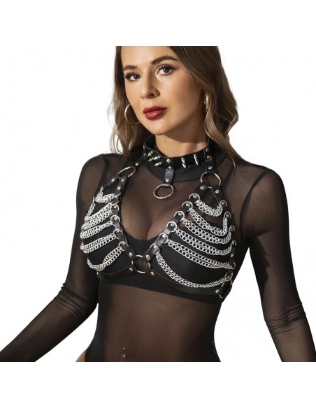 SUBBLIME - ARNÉS SUJETADOR Y COLLAR CON CADENAS TALLA ÚNICA