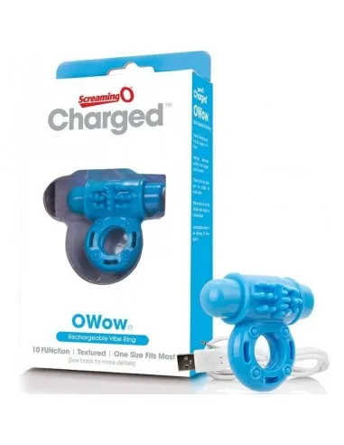 Screaming O Anillo Vibrador O Wow Recargable Azul