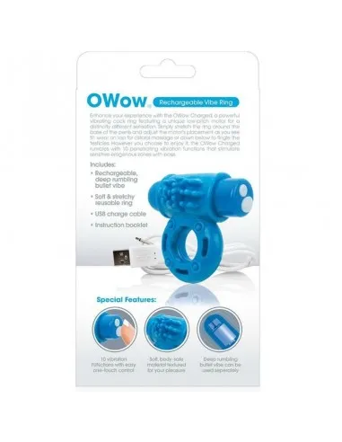 Screaming O Anillo Vibrador O Wow Recargable Azul