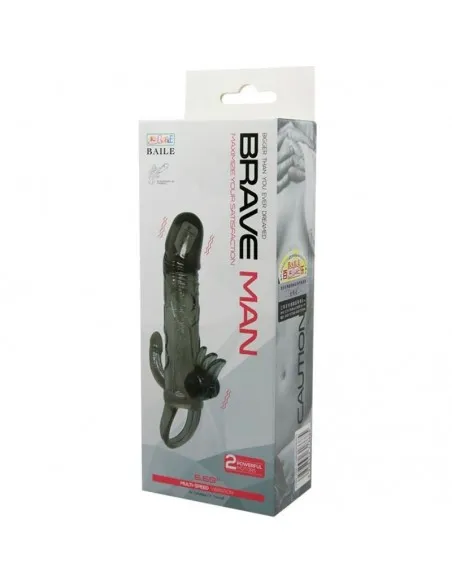 Brave Man Funda Pene Anal Y Clitoris Vibrador 16.5 Cm Negro